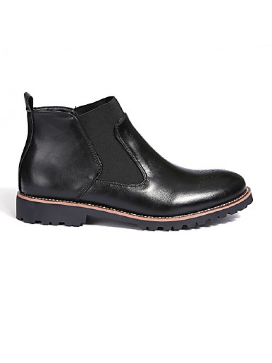 Shoes Leather Office  Career / Casual Boots Office  Career / Casual Low Heel Split Joint Black / Brown / Burgundy  