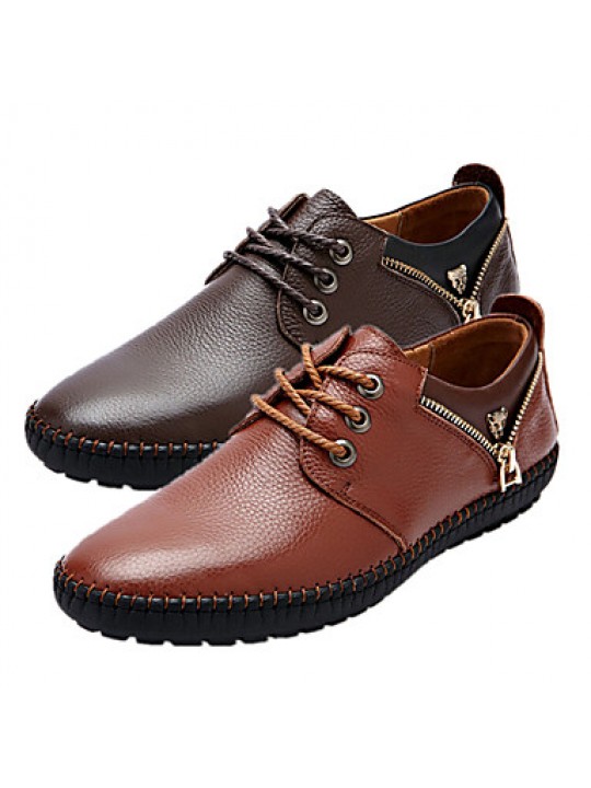 Men's Shoes Leather Outdoor / Office & Career Oxfords Outdoor / Office & Career Lace-up / Others Black / Brown / Orange  