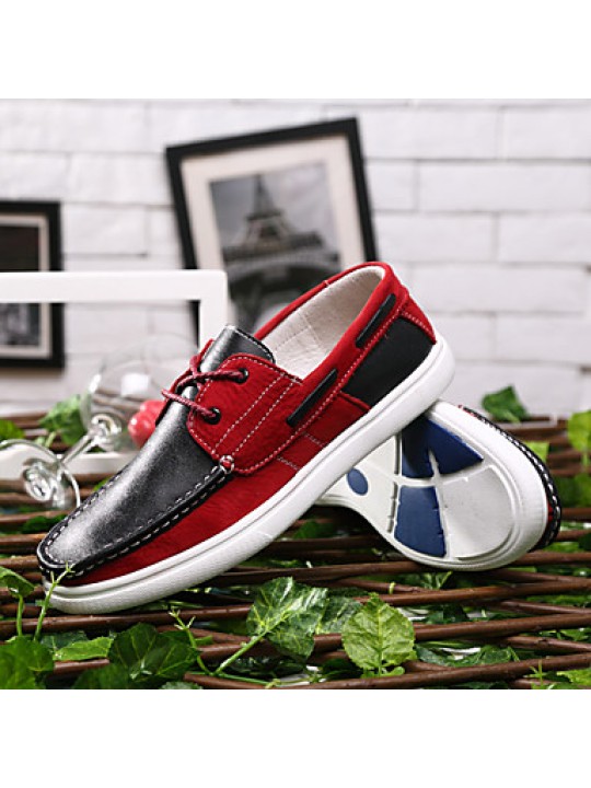 Men's Shoes Outdoor / Casual Nappa Leather / Leatherette Boat Shoes Black / Red / Burgundy  