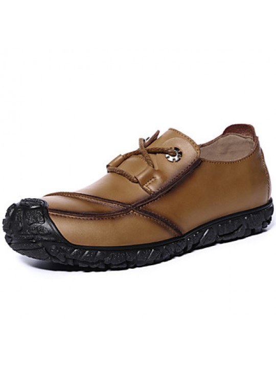 Men's Shoes Leather Outdoor / Casual / Athletic Oxfords Outdoor / Casual / Athletic Flat Heel Lace-up Brown / Yellow / Tan / Khaki  