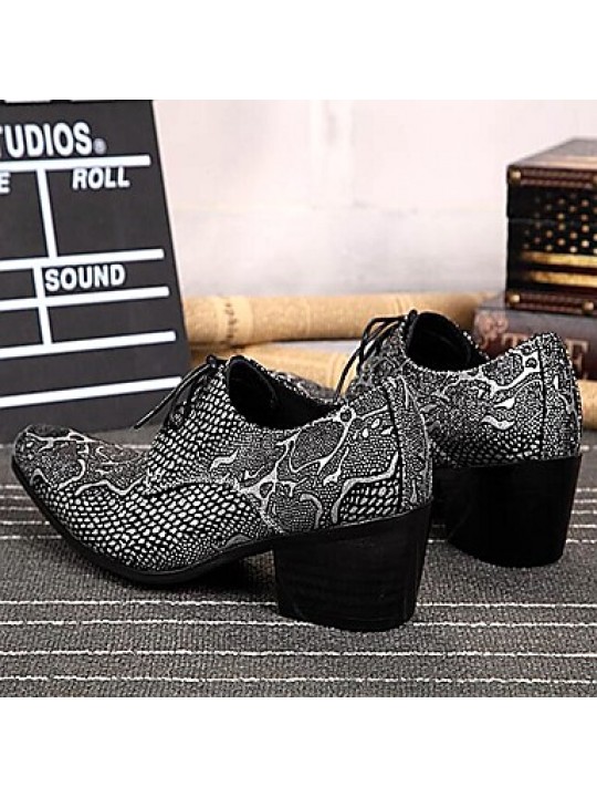 Men's Shoes   Limited Edition Oriental Temperament Nightclub/Party Top Layer Leather Oxfords Silver  