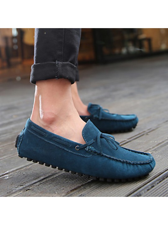 Men's Shoes Casual Suede Boat Shoes Black/Blue  